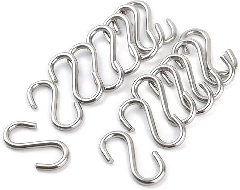 15 Pack Heavy Duty Stainless Steel S Shaped Hooks, 2.2 Inch Long, 1/5 Inch Thickness Metal Hooks