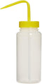 SP Bel-Art Wide-Mouth Polyethylene Wash Bottles, 500ml (16oz), Yellow Cap, 53mm Closure (Pack of 6) (F11626-0500)