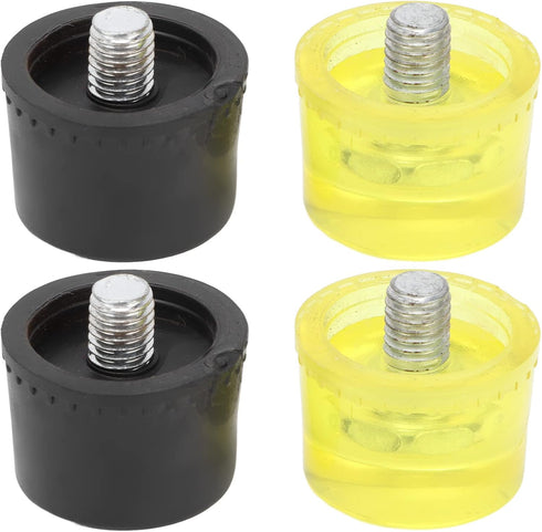 4 Pcs Rubber Hammer Replacement Striking Head, Yellow Black Plastic Mallet Tips Set for Crafts