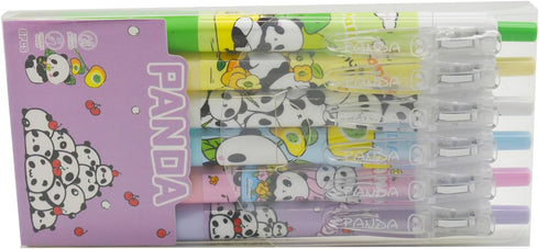 Maydahui 12PCS Kawaii Panda Pens, Retractable Black Ink Cute Bear Flower Print Pens for School Home Office