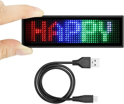LED Name Badges, OUHL Upgraded Name Tag Cellphone Programmable Rechargeable Business Badges with Magnet Pin