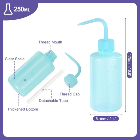 PATIKIL 18 Pcs 8oz Lab Squeeze Bottles - 250ml Plastic Safety Wash Bottles for Cleaning and Tattoo Supplies (Blue)