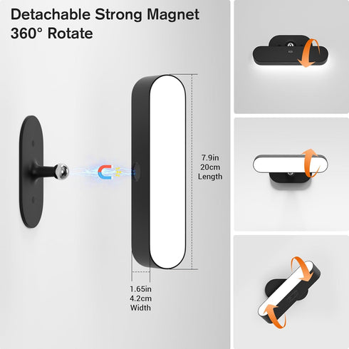 5 Hensam Wireless Battery Operated Wall Sconce for Bedroom, LED Rechargeable Wall Light for Paintings, Colors Stick on