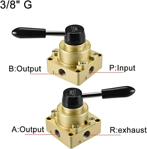 uxcell Rotary Lever Hand Valve, HV-03 G3/8 Female 3 Position 4 Ways Air Flow Control by uxcell