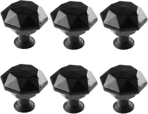 SANCHAKOU Cabinet Furniture Knobs 6 Pcs 0.94 * 0.98Inch Single Hole Black Diamond