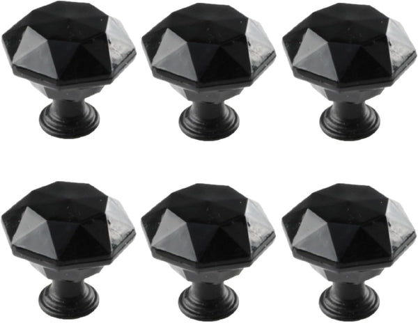 SANCHAKOU Cabinet Furniture Knobs 6 Pcs 0.94 * 0.98Inch Single Hole Black Diamond