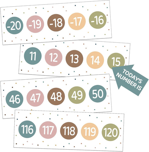 Boho Number Line Bulletin Board Border, 20 to 120 Math Decorations for Classroom, 34ft Learning Poster Supplies