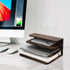File Holder for Desk, Rustic Wood Paper Organizer, Mail Sorter for Desktop, Dark Brown
