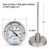 Measureman Fully Stainless Steel Pot, Kettle with Bimetal Dial Thermometer, 3" Dial, 0-250 deg F, Adjustable, 1/2" NPT