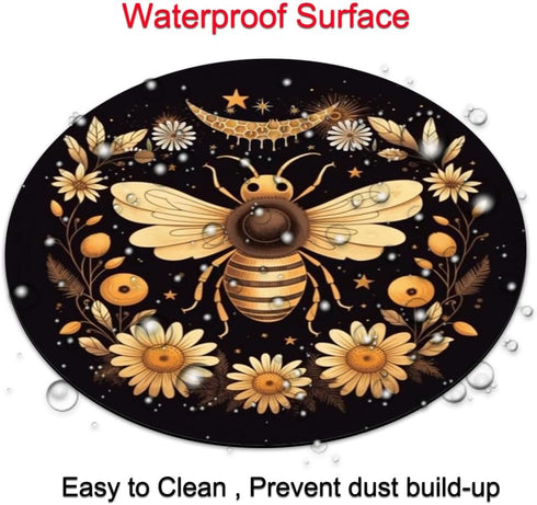 Bees Round Mouse Pad, Customized Mousepad with Non-Slip Rubber Base for Computers and Laptop Office Desk