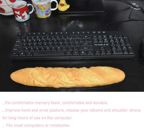 JIANEEXSQ Memory Foam Keyboard Wrist Rest Pad - Soft Toast Bread Baguette Shape Anti-Skid Support for Office Computer,