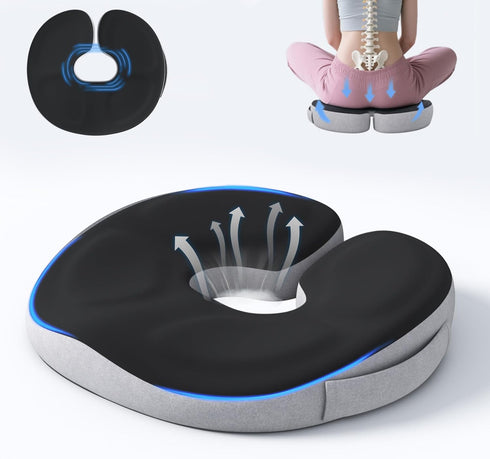Auoketuo Memory Foam Donut Seat Cushion, Y-Shaped Orthopedic Pillow for Hemorrhoid & Tailbone