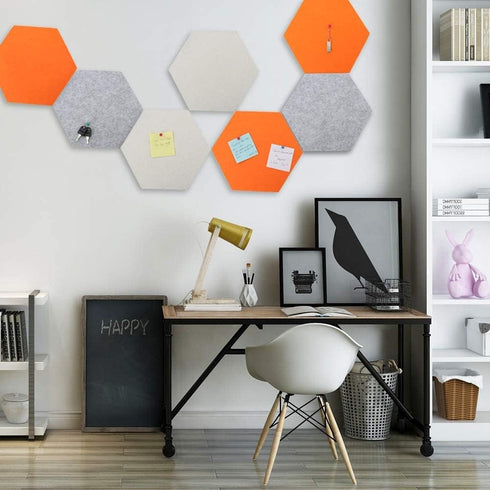 SEG Direct Hexagon Felt Cork Board Tiles, Self Adhesive Large Bulletin Board for Walls Office with Push Pins