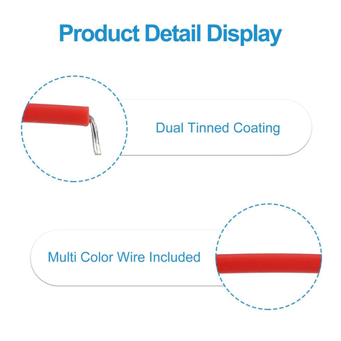 PATIKIL 24 AWG Solid Core Wire Kit, 130pcs PVC Coated Pre Tinned Copper Electrical Cable for Electronic Projects
