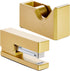 Paper Junkie 2 Piece Matte Gold Stapler and Tape Dispenser Set for Home Office Decor, Classroom Supplies, Desk