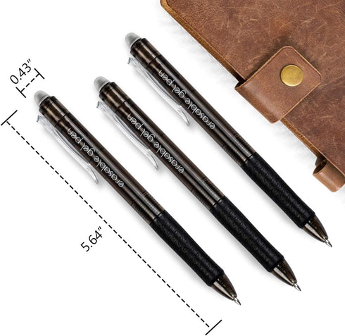 Vanstek 18 Black Retractable Erasable Gel Pens, Fine Point (0.7), Premium Comfort Grip, Black Ink for Note Taking,