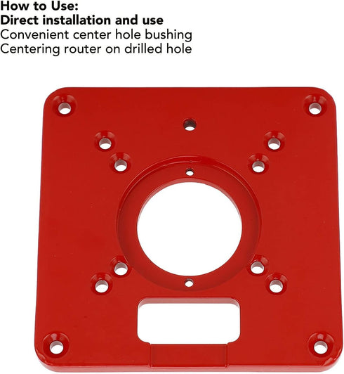 Router Table Insert Plate, Aluminum Alloy Router Plate Wood Tool, Universal Design Accessory for Woodworking, Red