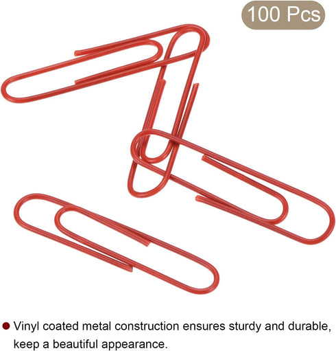 MECCANIXITY Paper Clips, Medium Size 2 Inch, Vinyl Coated to Prevent Tearing Pages, 100 Count for Office