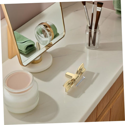 2pcs SOLUSTRE Bow Handle: Decorative Knobs Drawer Pull Decorative Handle for Drawer Shoe Cabinet Bedside Table Storage