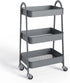 Generic 3 Tier Rolling Cart, Metal Utility Cart with Wheels, Lockable Storage Organizer