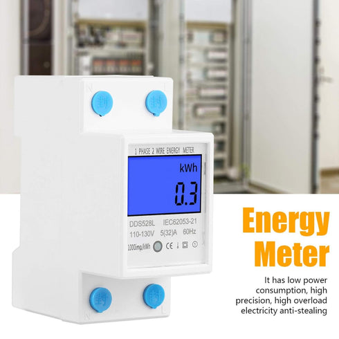 Single Phase Energy Meter, LCD KWH Meter 110-130V 5-32A 60Hz, Power Meter Backlight for Electricity Consumption