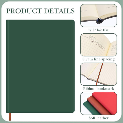 Tenceur 5 Pcs A4 College Ruled Notebook, 8.5'' x 11'', 200 Pages Lined Artificial Leather Sketchbook