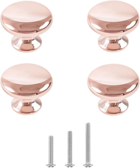 4X Polished Chrome Cabinet Hardware Round Mushroom Knob Drawer Handles, 30mm/1.18" for Kitchen Cupboard