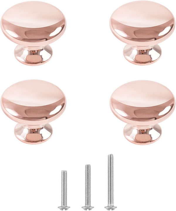 4X Polished Chrome Cabinet Hardware Round Mushroom Knob Drawer Handles, 30mm/1.18" for Kitchen Cupboard