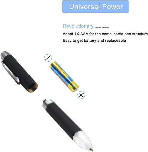 Light Up Pen, Technical Pen with LED Tip, Two Brightness Settings, AAA Battery Powered, White Light