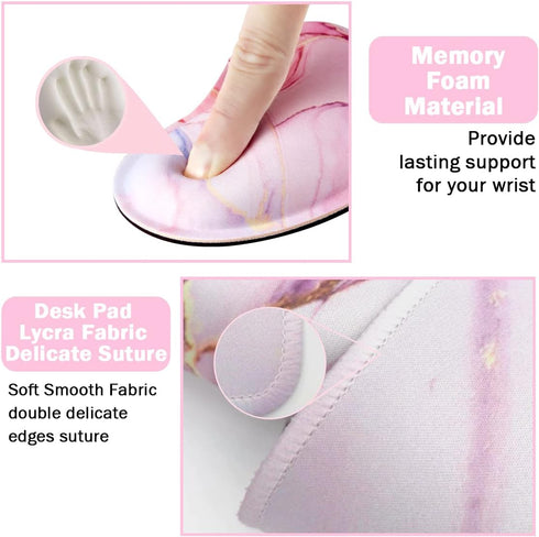 Keyboard Mouse Pad Set, Extended Mouse Pad + Keyboard Wrist Rest Support, 3Pcs for Home Office