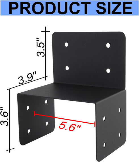 4 Pcs Joist Anchor Connector for 6"x 6" Post, Roof Tie Header Hanger Joint Post Cap for Outdoor House Carport Shed
