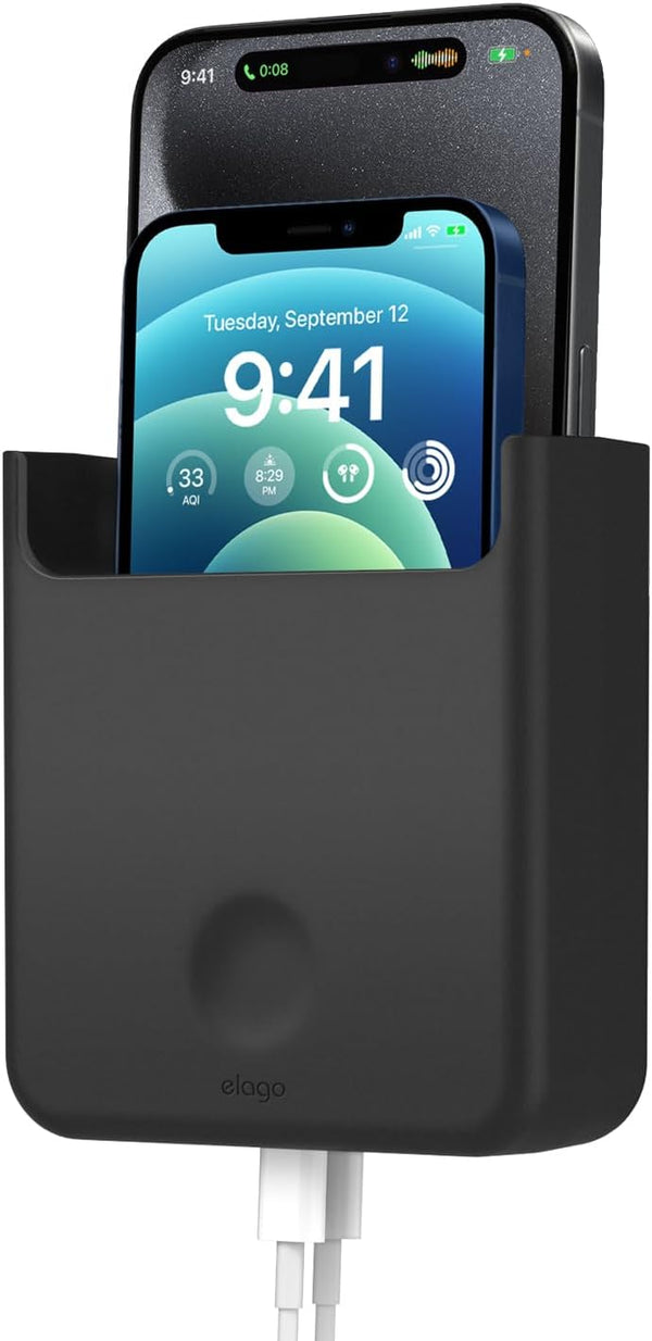 elago Phone Holder Mount, Compatible with All Phone Models, Screw Mounting, Available Wired Charging, Black