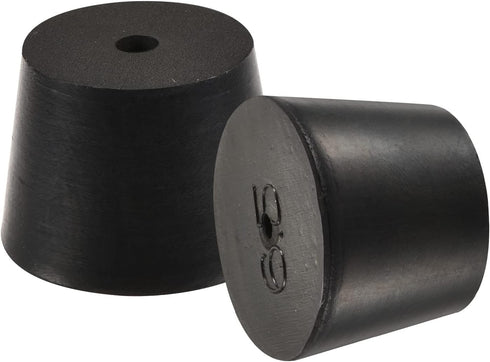 MECCANIXITY Rubber Tapered Plug 27mm to 34mm with Hole for Test Tubes, Black, 3 Pieces