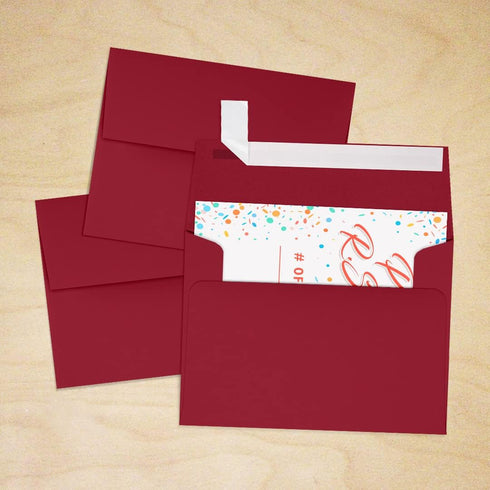 LUXPaper A2 Invitation Envelopes | Peel & Press | 4 3/8" x 5 3/4" | Garnet Red | 80lb. Text | 50 Qty