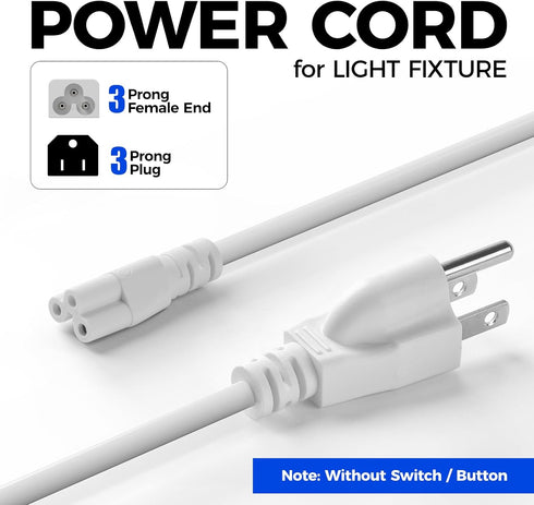 Barrina T8 5FT 3 4 Packs TX-S Power Cord, Prong Plug, Female End, Power Cable with US Plug for Shop Light/Grow Light