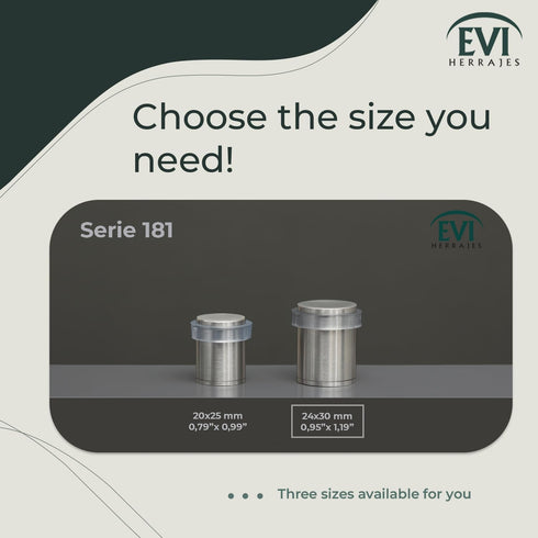 EVI Stainless Steel Door Stopper, Screw Fastening with Transparent Rubber Protector, 0.95 x 1.19 Inch