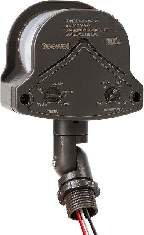 240-Degree Motion Detector, Adjustable Time & Detection Sensitivity, 60 Feet Range, PIR Sensor
