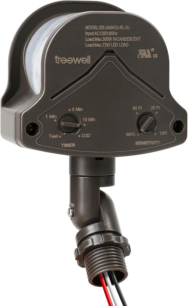 240-Degree Motion Detector, Adjustable Time & Detection Sensitivity, 60 Feet Range, PIR Sensor