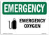 OSHA Emergency Sign - Oxygen, Vinyl Label Decal for Business, Construction Site, Warehouse, Made in USA