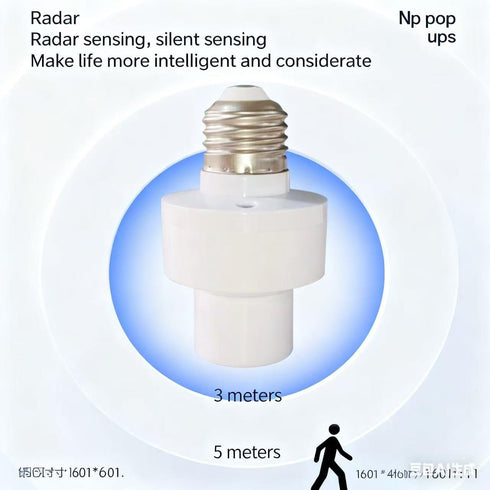 Bulb E27 360 Coverage,E27 Bulb Motion Activated Light Sockets,Motion Sensor Light Socket Smart Screw in Light Outlet