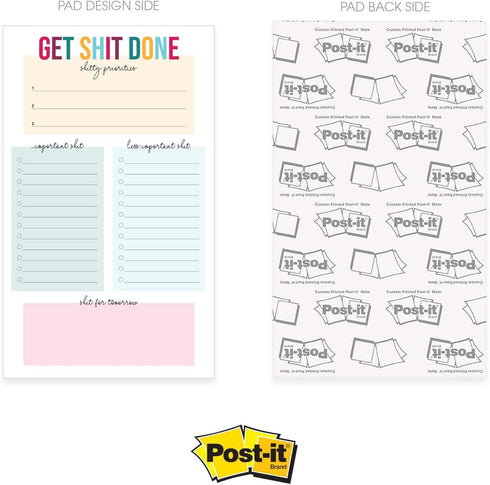 Get Shit Done To Do List, 6" x 10" Hilarious Sticky Note, 50 Sheets Per Pad, Snarky Schedule Checklist, Made in USA