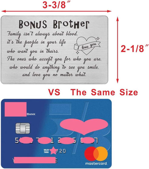 Step Brothers Wallet Card from Sister - Family isn't Always About Blood, Bonus Brother Stepbrother Cards for Christmas