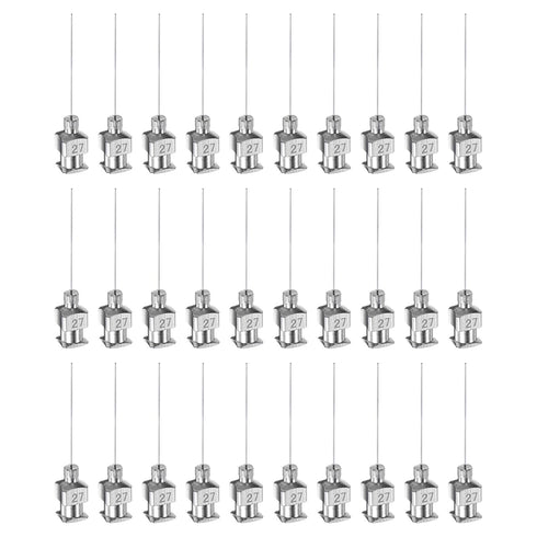 30pcs 27Gauge Stainless Steel Dispensing Needles, 1" All Metal Glue Needle Tube Blunt Tips for Lab Use