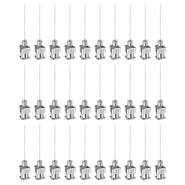 30pcs 27Gauge Stainless Steel Dispensing Needles, 1" All Metal Glue Needle Tube Blunt Tips for Lab Use
