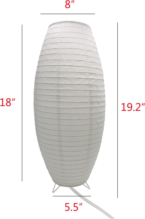 (1, 19.2"x8.5"x8.5") Paper Lamp Desk Lantern Table Lamps Rice Paper Bedside Nightstand Portable Small Light for Living