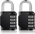 ZHEGE 2 Pack Outdoor Combination Lock, 4 Digit Resettable Weatherproof Padlock for Gym, School, Gates, Doors (Black)