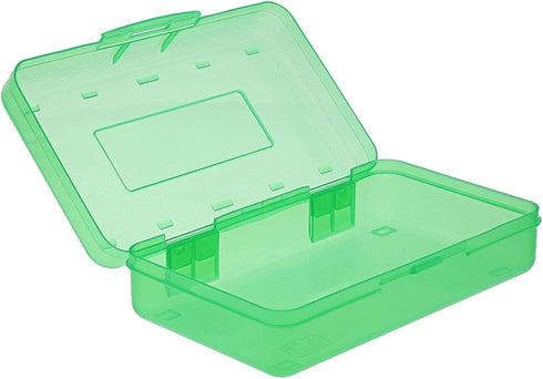 Juvale 4-Pack Large Capacity Plastic Pencil Boxes, Colorful Clear Stackable Cases for School Pens, Markers, Crayons,