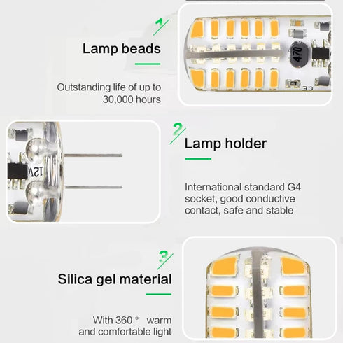 Welitesim 6pcs LED Bulb, Bi-Pin Base Lights, 3W AC/DC 12V, Warm White 3000K, G4 Bulb for Outdoor Lighting