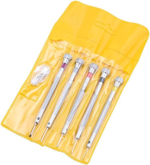 5 pc Precision Screwdriver Set for Eyeglasses, Jewelry, and Watch Repair Tools with 5 Extra Blades