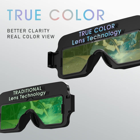 YESWELDER True Color Solar Powered Auto Darkening Welding Goggles – 2 Sensors Welder Glasses for TIG MIG MMA Plasma
